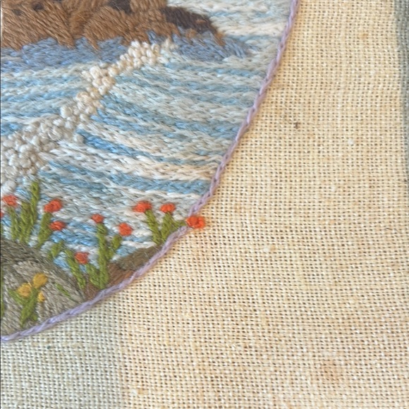 Vintage Seagull Embroidery Art in Wooden Frame - Picture 3 of 5